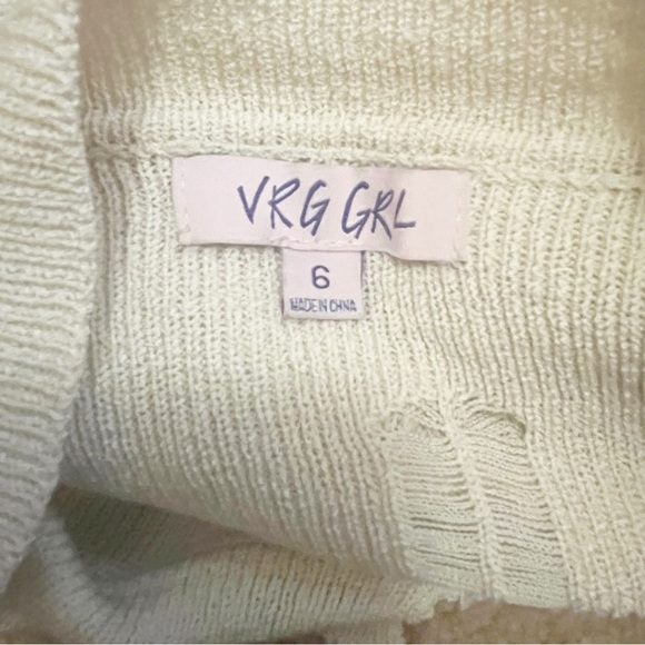 VRG GRL Distressed Oversized Relaxed Fit Knit Collared Polo Neutral Tan AU 6/ XS - Picture 6 of 11